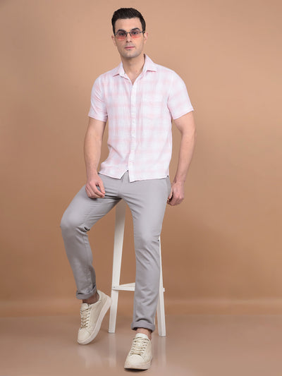 Pink Checked 100% Cotton Shirt-Men Shirts-Crimsoune Club