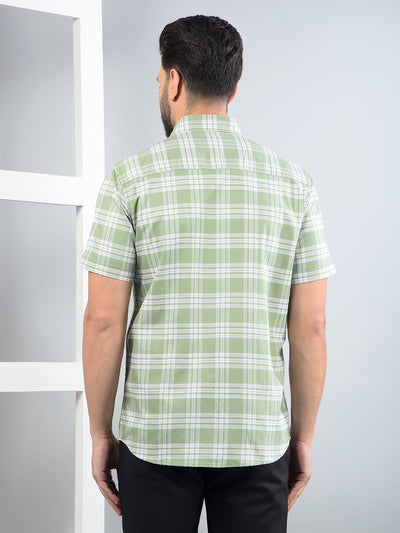 Green Checked 100% Cotton Shirt-Men Shirts-Crimsoune Club