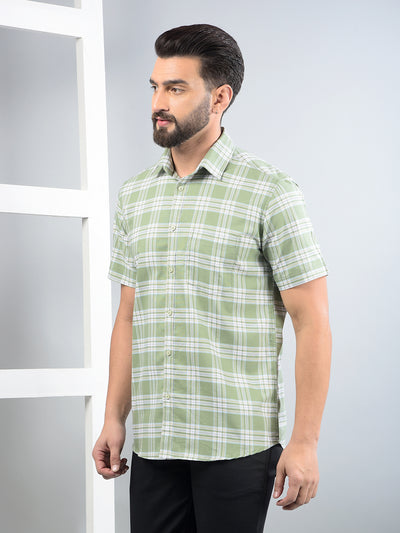 Green Checked 100% Cotton Shirt-Men Shirts-Crimsoune Club