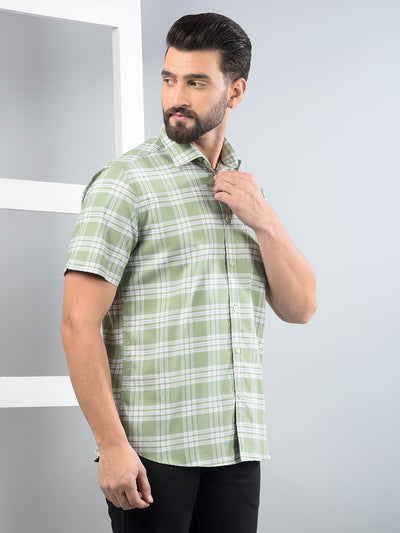 Green Checked 100% Cotton Shirt-Men Shirts-Crimsoune Club