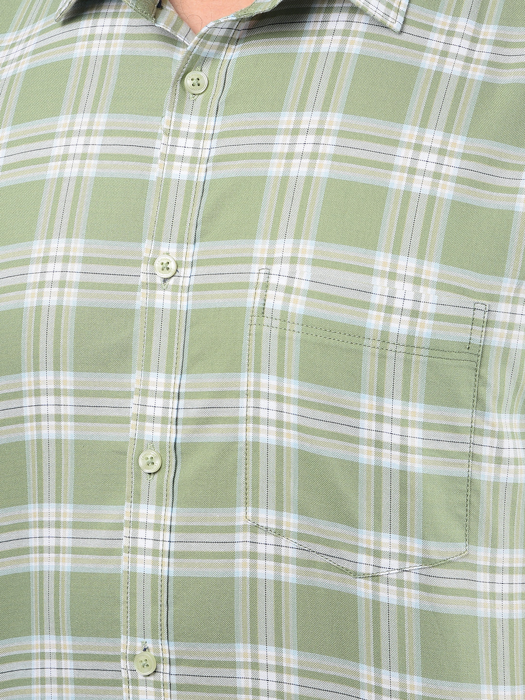 Green Checked 100% Cotton Shirt-Men Shirts-Crimsoune Club