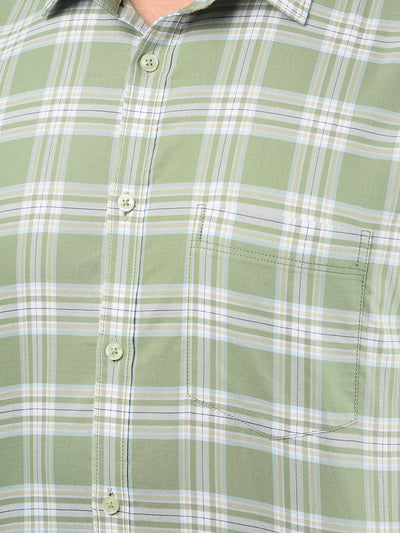 Green Checked 100% Cotton Shirt-Men Shirts-Crimsoune Club