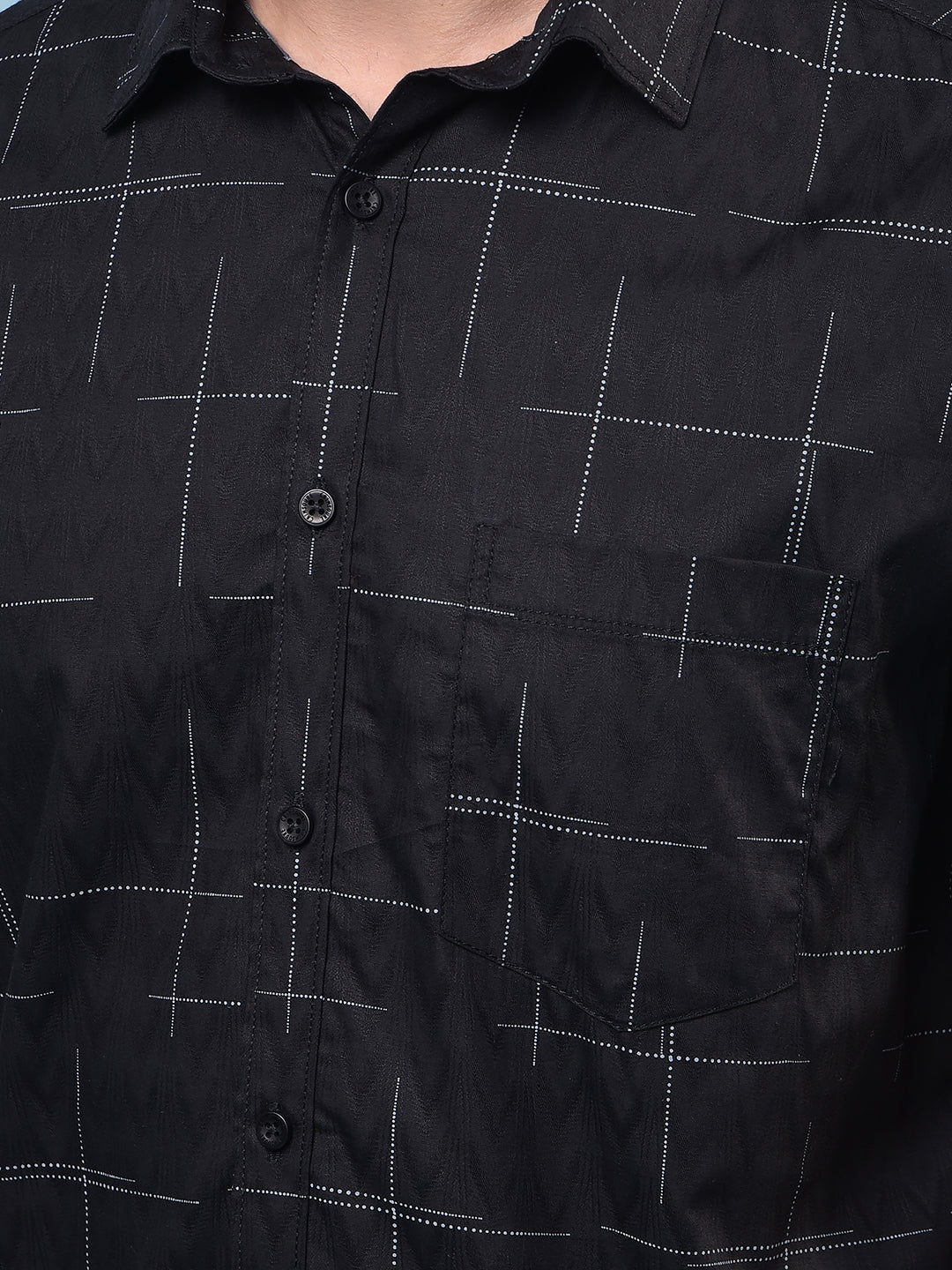 Men's Black Printed Shirt-Men Shirts-Crimsoune Club