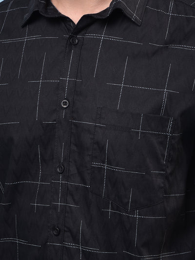 Men's Black Printed Shirt-Men Shirts-Crimsoune Club