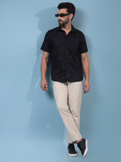 Men's Black Printed Shirt-Men Shirts-Crimsoune Club