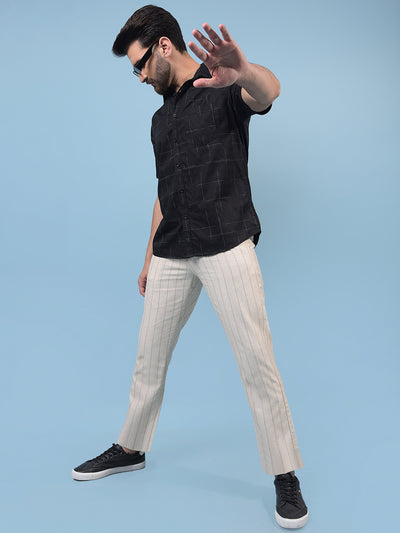 Men's Black Printed Shirt-Men Shirts-Crimsoune Club