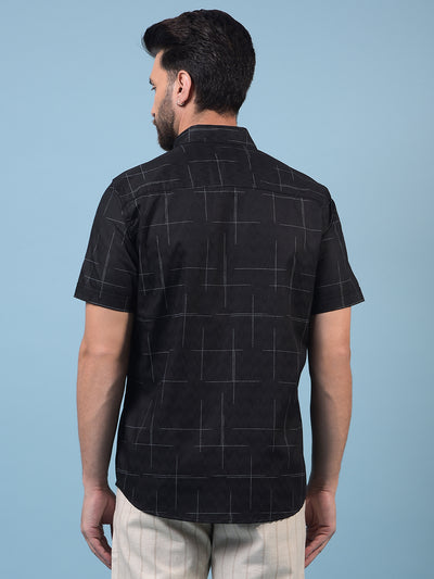 Men's Black Printed Shirt-Men Shirts-Crimsoune Club