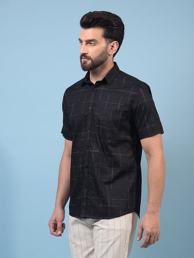 Men's Black Printed Shirt-Men Shirts-Crimsoune Club