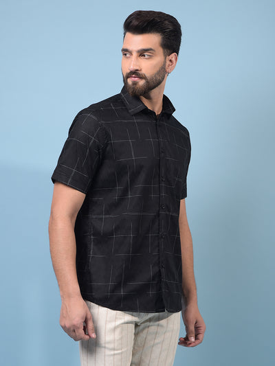 Men's Black Printed Shirt-Men Shirts-Crimsoune Club