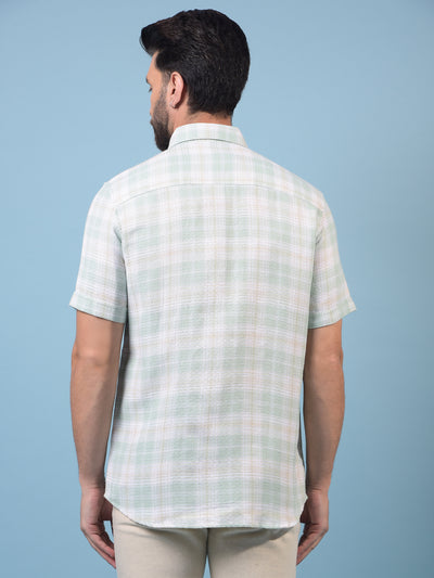 Men's Green Checked 100% Cotton Shirt-Men Shirts-Crimsoune Club