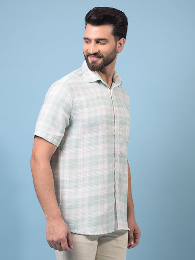 Men's Green Checked 100% Cotton Shirt-Men Shirts-Crimsoune Club
