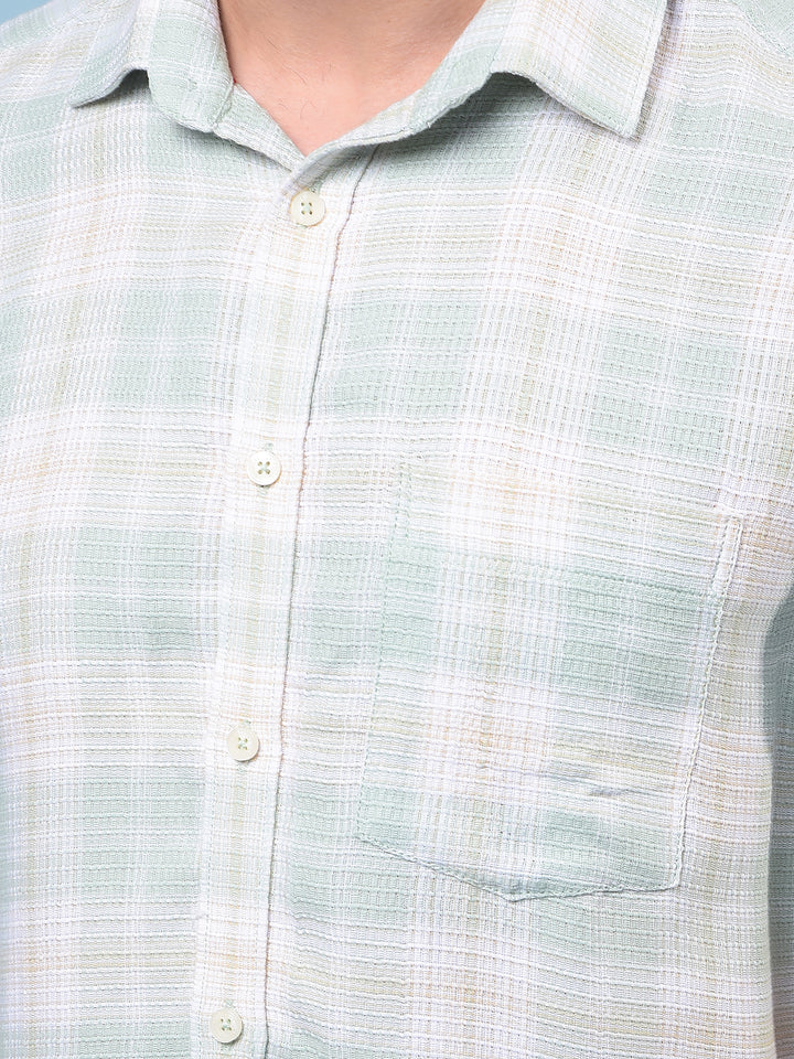 Men's Green Checked 100% Cotton Shirt-Men Shirts-Crimsoune Club