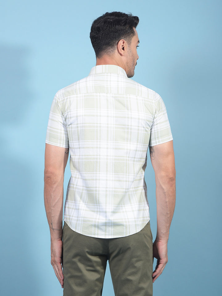 Olive Checked 100% Cotton Shirt-Men Shirts-Crimsoune Club