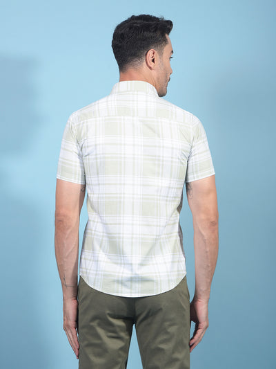 Olive Checked 100% Cotton Shirt-Men Shirts-Crimsoune Club