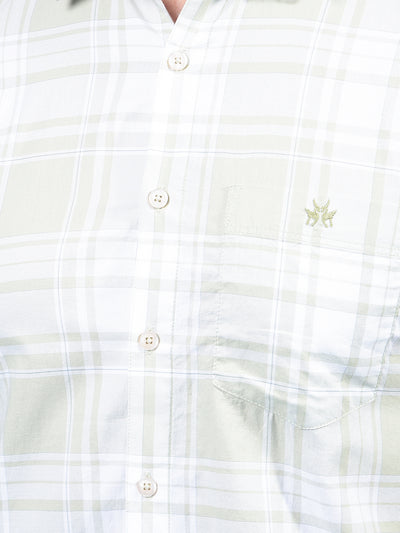 Olive Checked 100% Cotton Shirt-Men Shirts-Crimsoune Club