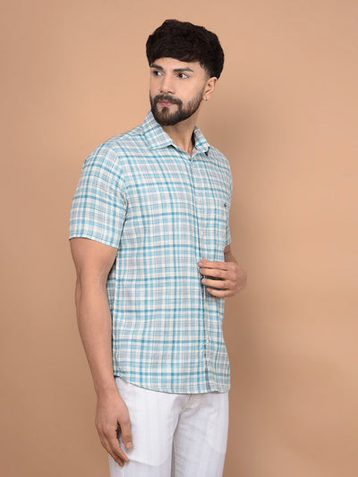Blue Checked 100% Cotton Shirt-Men Shirts-Crimsoune Club
