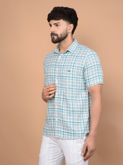 Blue Checked 100% Cotton Shirt-Men Shirts-Crimsoune Club