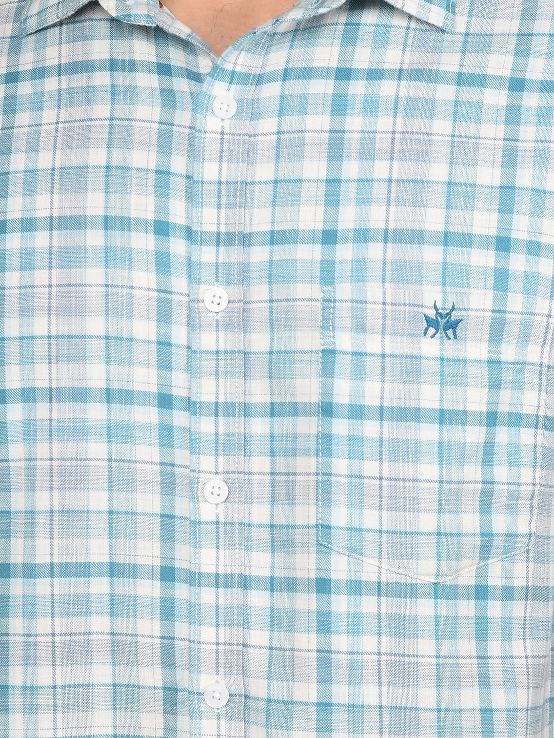 Blue Checked 100% Cotton Shirt-Men Shirts-Crimsoune Club