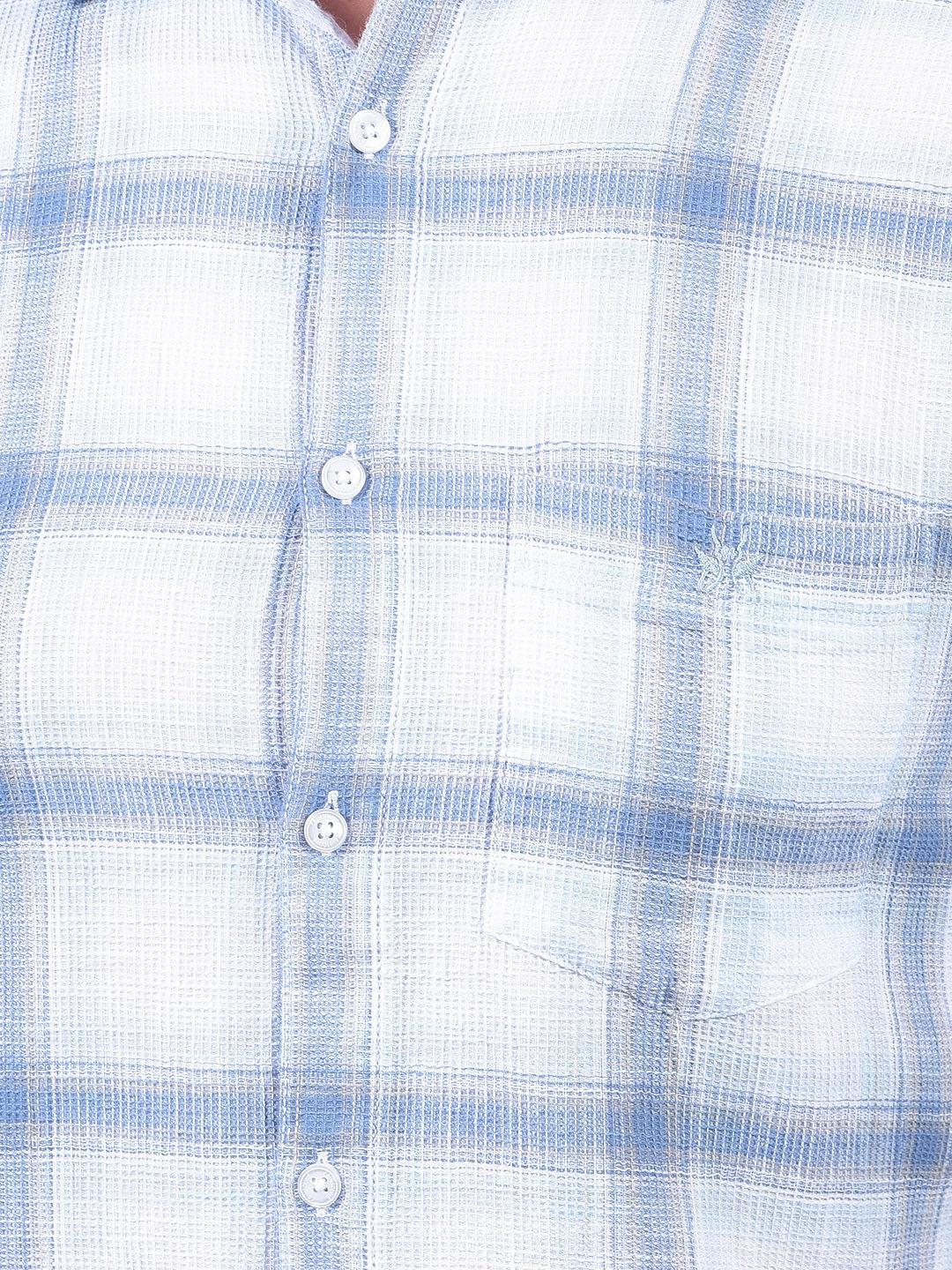 Blue Checked 100% Cotton Shirt-Men Shirts-Crimsoune Club