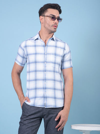 Blue Checked 100% Cotton Shirt-Men Shirts-Crimsoune Club