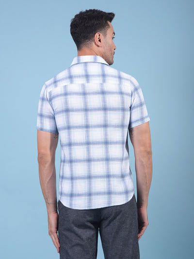 Blue Checked 100% Cotton Shirt-Men Shirts-Crimsoune Club