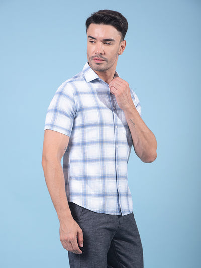 Blue Checked 100% Cotton Shirt-Men Shirts-Crimsoune Club