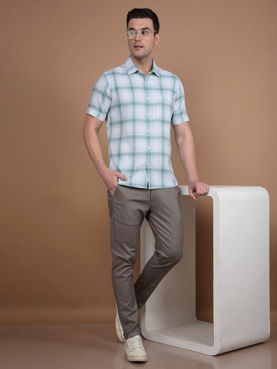 Green Checked 100% Cotton Shirt-Men Shirts-Crimsoune Club