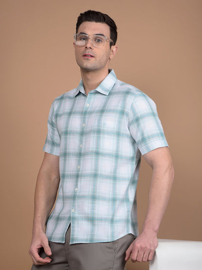 Green Checked 100% Cotton Shirt-Men Shirts-Crimsoune Club