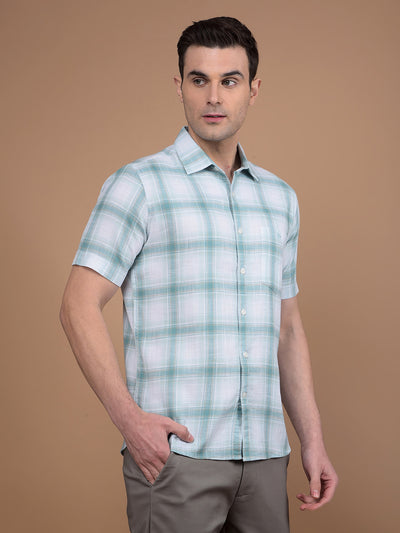 Green Checked 100% Cotton Shirt-Men Shirts-Crimsoune Club