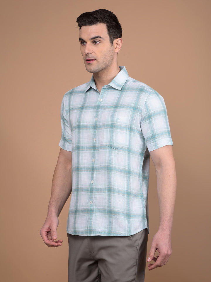Green Checked 100% Cotton Shirt-Men Shirts-Crimsoune Club