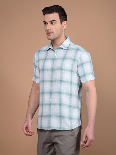 Green Checked 100% Cotton Shirt-Men Shirts-Crimsoune Club