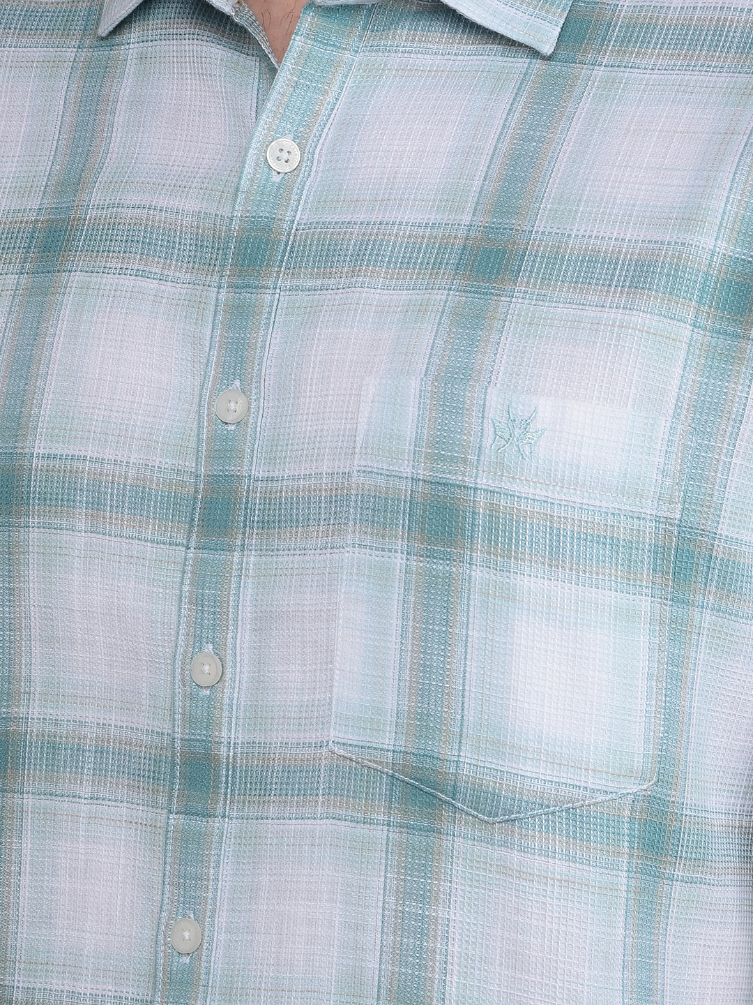Green Checked 100% Cotton Shirt-Men Shirts-Crimsoune Club