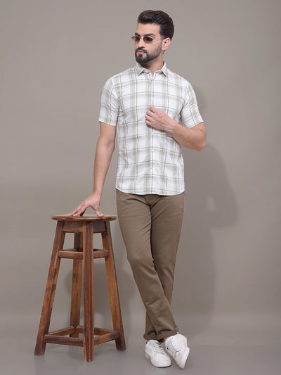 Green Checked 100% Cotton Shirt-Men Shirts-Crimsoune Club