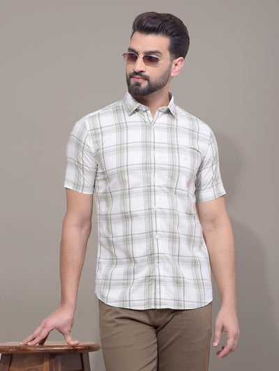 Green Checked 100% Cotton Shirt-Men Shirts-Crimsoune Club
