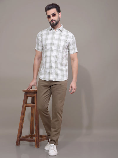 Green Checked 100% Cotton Shirt-Men Shirts-Crimsoune Club