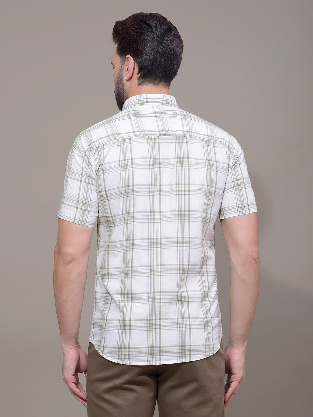 Green Checked 100% Cotton Shirt-Men Shirts-Crimsoune Club