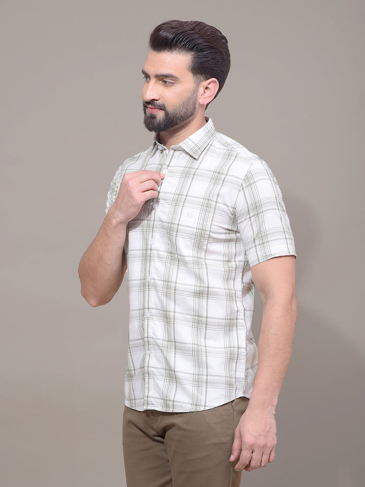 Green Checked 100% Cotton Shirt-Men Shirts-Crimsoune Club