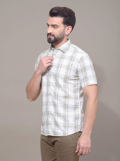 Green Checked 100% Cotton Shirt-Men Shirts-Crimsoune Club