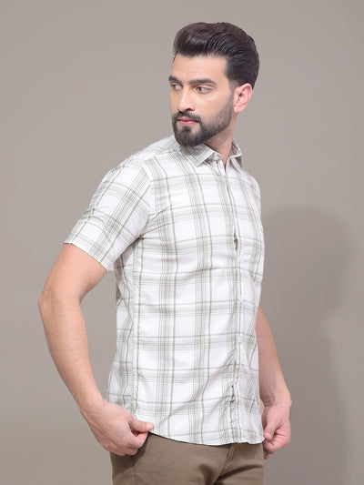 Green Checked 100% Cotton Shirt-Men Shirts-Crimsoune Club