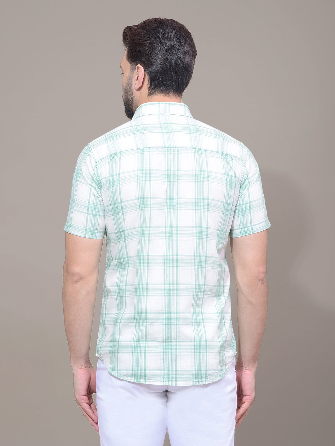 Green Checked 100% Cotton Shirt-Men Shirts-Crimsoune Club