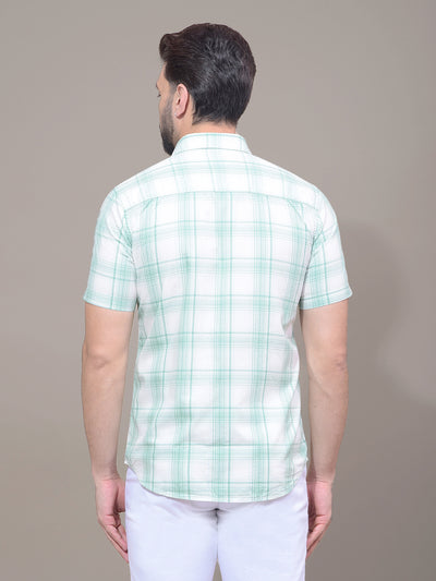 Green Checked 100% Cotton Shirt-Men Shirts-Crimsoune Club
