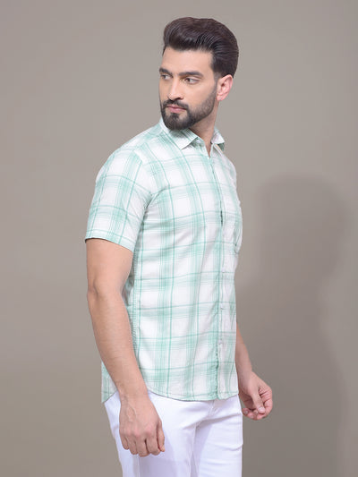 Green Checked 100% Cotton Shirt-Men Shirts-Crimsoune Club