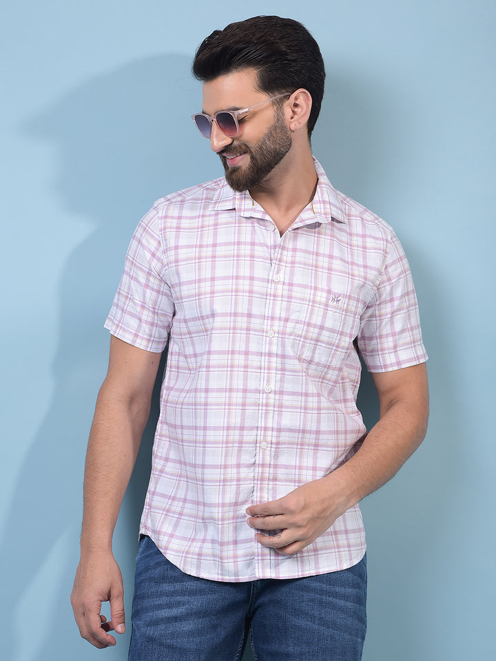 Men's Purple Checked 100% Cotton Shirt-Men Shirts-Crimsoune Club
