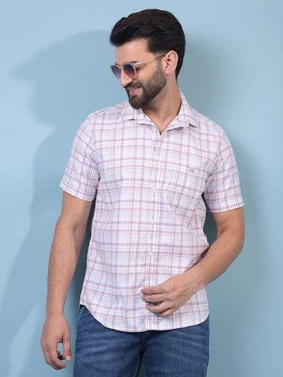 Men's Purple Checked 100% Cotton Shirt-Men Shirts-Crimsoune Club