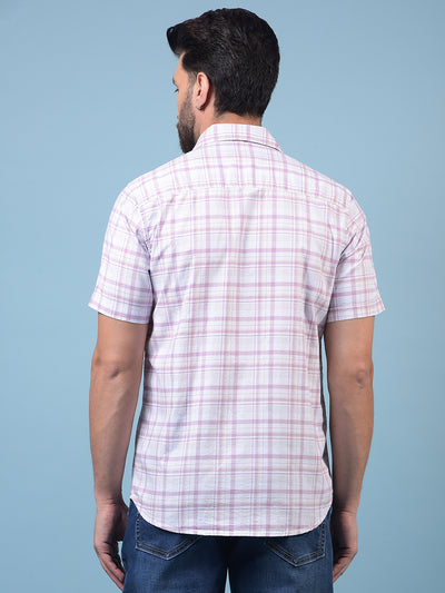 Men's Purple Checked 100% Cotton Shirt-Men Shirts-Crimsoune Club