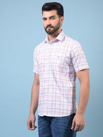 Men's Purple Checked 100% Cotton Shirt-Men Shirts-Crimsoune Club