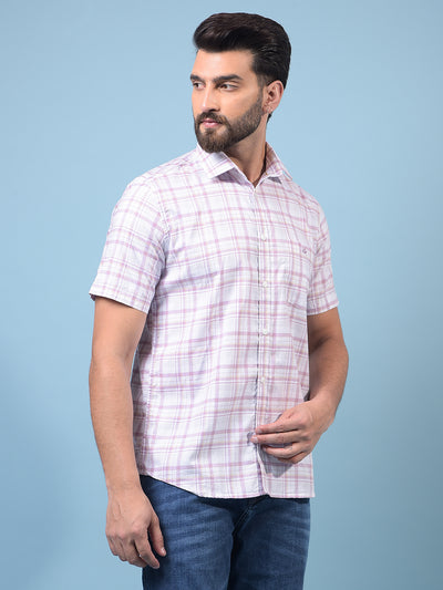Men's Purple Checked 100% Cotton Shirt-Men Shirts-Crimsoune Club