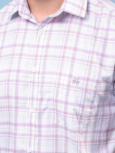 Men's Purple Checked 100% Cotton Shirt-Men Shirts-Crimsoune Club