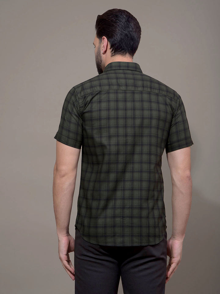 Green Checked 100% Cotton Shirt-Men Shirts-Crimsoune Club