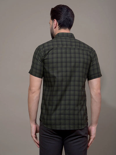 Green Checked 100% Cotton Shirt-Men Shirts-Crimsoune Club